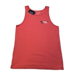 Salt Life Shut Up and Reel Tank Top Mens Medium Sleeveless Graphic Tee Coral NEW
